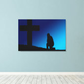Cross Prayer Banner Canvas Afdruk (Insitu (Houten vloer))