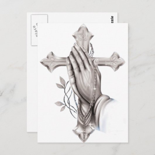 Cross Praying Briefkaart (Voorkant / Achterkant)