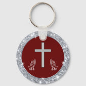 Cross Praying Hands Church Jubileum Souvenirs Sleutelhanger (Achterkant)