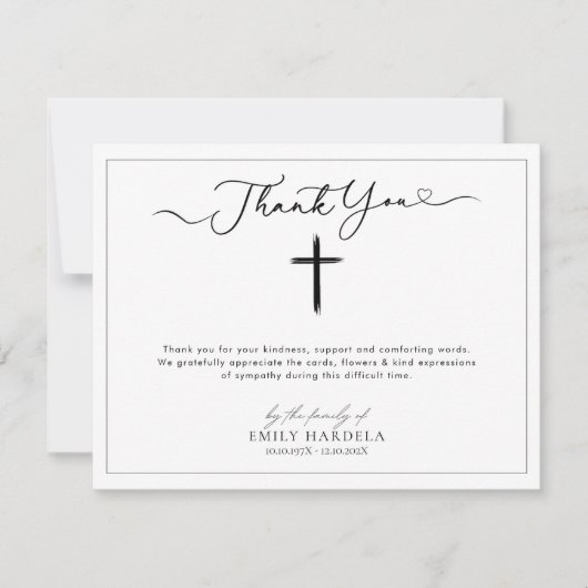 Cross religieuze begrafenis bedankkaart (Voorkant)