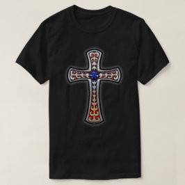 Cross  Retro Blauwe Edelsteen T-shirt