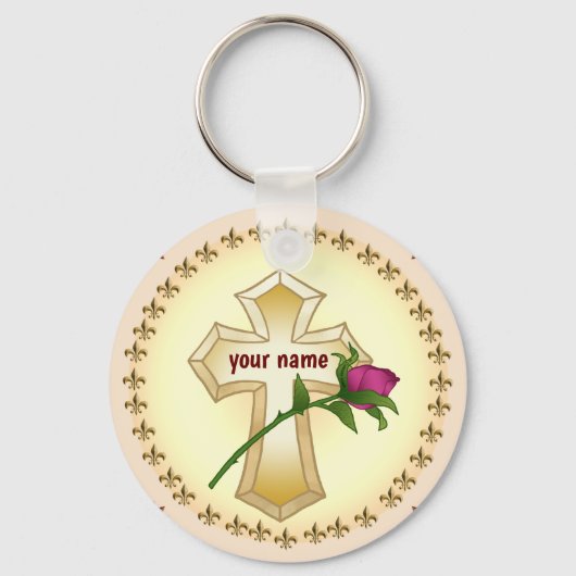 Cross Roos Christelijke sleutelhanger (Voorkant)