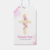 Cross Roze Bloemen Orchidee Bloem Dank u Cadeaulabel (Voorkant)