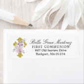 Cross-roze Floral First Community Return Address Etiket (Insitu)