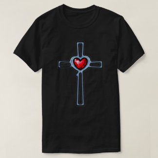 Cross Ruby Rode Edelsteen Hart T-shirt
