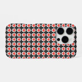 Cross Shaped Checkered Pattern with Red Hearts iPhone Hoesje (Achterkant horizontaal)