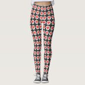 Cross Shaped Checkered Pattern with Red Hearts Leggings (Voorkant)