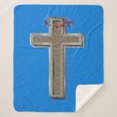 Cross Sherpa Blanket with Blue Background Sherpa Deken (Voorkant)