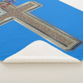 Cross Sherpa Blanket with Blue Background Sherpa Deken (3/4)
