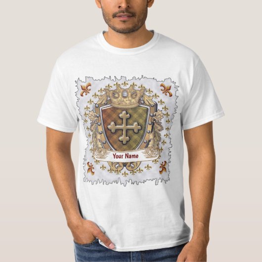 Cross Shield Family Crest Achternaam T-shirt (Voorkant)