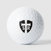 Cross Shield Monogrammed Initialen Christelijk Zwa Golfballen (Voorkant)
