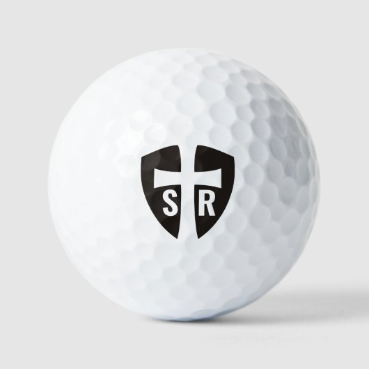 Cross Shield Monogrammed Initialen Christelijk Zwa Golfballen (Voorkant)