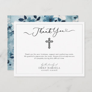 Cross Simple Scrift Funeral Thank You Card Bedankkaart