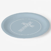 Cross | Staalblauw communiqué Baptism Christening Papieren Bordje (Gekanteld)