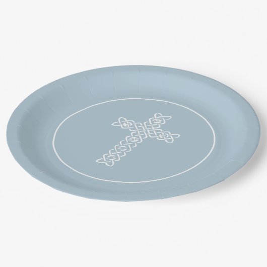 Cross | Staalblauw communiqué Baptism Christening Papieren Bordje (Gekanteld)