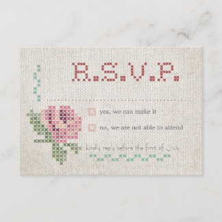 Cross-Stitch Antiek Wedding RSVP-kaart RSVP Kaartje
