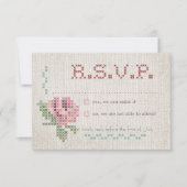 Cross-Stitch Antiek Wedding RSVP-kaart RSVP Kaartje (Voorkant)
