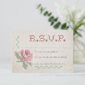 Cross-Stitch Antiek Wedding RSVP-kaart RSVP Kaartje (Staand voorkant)