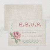 Cross-Stitch Antiek Wedding RSVP-kaart RSVP Kaartje (Voorkant / Achterkant)
