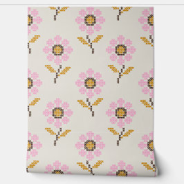 Cross Stitch Bloemen Kwekerij Wall Decor Behang