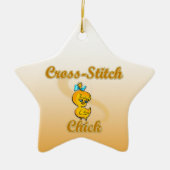 Cross-Stitch Chick Keramisch Ornament (Voorkant)