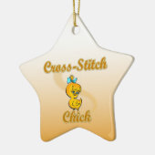 Cross-Stitch Chick Keramisch Ornament (Links)