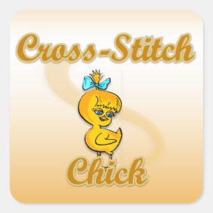 Cross-Stitch Chick Vierkante Sticker