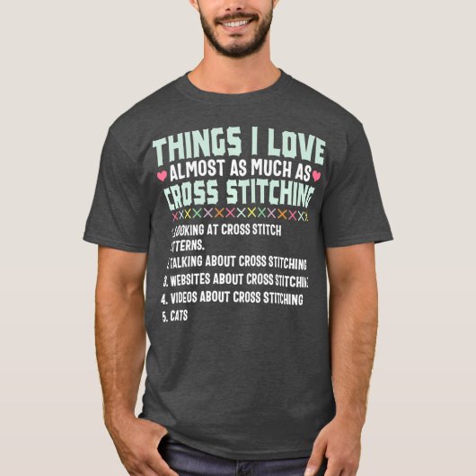 Cross Stitch Grappige Liefde Stitching Naaigeschen T-shirt (Voorkant)