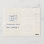 Cross-Stitch Home Sweet Home Blue Housewarming Briefkaart (Achterkant)