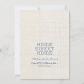 Cross-Stitch Home Sweet Home Blue Housewarming Kaart (Achterkant)