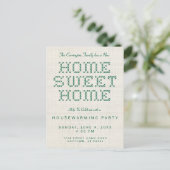 Cross-Stitch Home Sweet Home Green Housewarming Briefkaart (Staand voorkant)