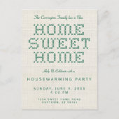 Cross-Stitch Home Sweet Home Green Housewarming Briefkaart (Voorkant)