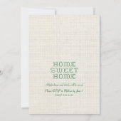 Cross-Stitch Home Sweet Home Green Housewarming Kaart (Achterkant)