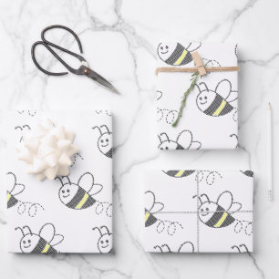 Cross Stitch Pattern Print Schattige Bee Baby show Inpakpapier Vel
