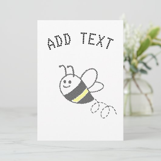 Cross Stitch Pattern Print Schattige Bee Baby show Kaart (Staand voorkant)