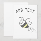 Cross Stitch Pattern Print Schattige Bee Baby show Kaart (Voorkant / Achterkant)