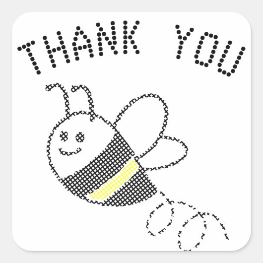 Cross Stitch Pattern Print Schattige Bee Baby show Vierkante Sticker (Voorkant)