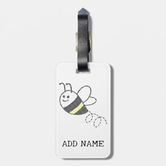 Cross Stitch Pattern Print Schattigee bij Bagagelabel (Achterkant verticaal)