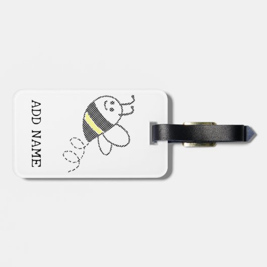 Cross Stitch Pattern Print Schattigee bij Bagagelabel (Achterkant horizontaal)