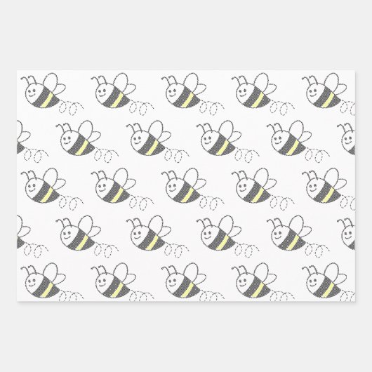 Cross Stitch Pattern Print Schattigee bij Inpakpapier Vel (Voorkant)