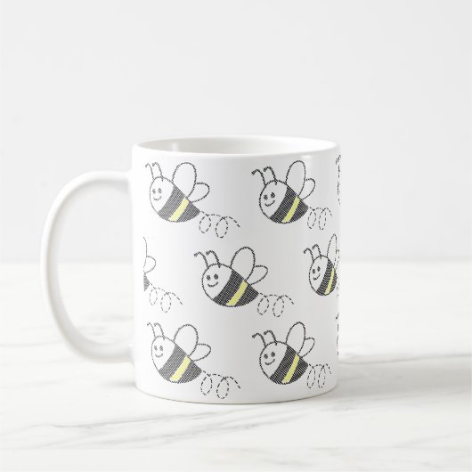 Cross Stitch Pattern Print Schattigee bij Koffiemok (Links)