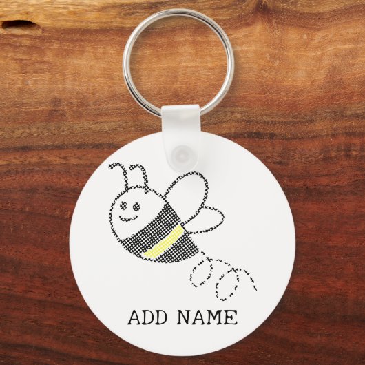 Cross Stitch Pattern Print Schattigee bij Sleutelhanger (Achterkant)