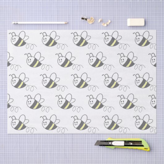 Cross Stitch Pattern Print Schattigee bij Tissuepapier (Craft)