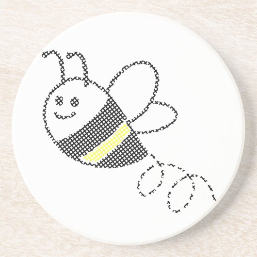 Cross Stitch Pattern Print Schattigee bij Zandsteen Onderzetter (Voorkant)