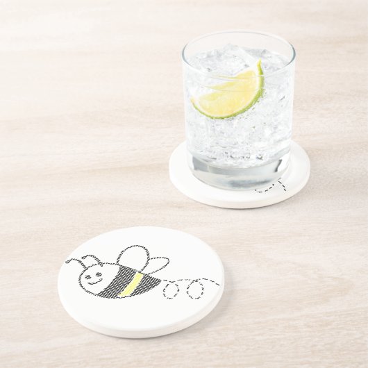 Cross Stitch Pattern Print Schattigee bij Zandsteen Onderzetter (Zijkant)