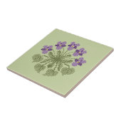 "Cross Stitch" Violets keramische Tegel Tegeltje (Zijkant)