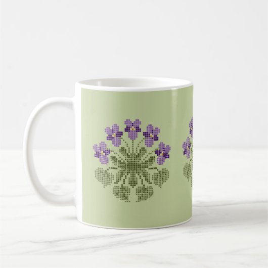 "Cross Stitch" Violets Koffie Mok (Links)
