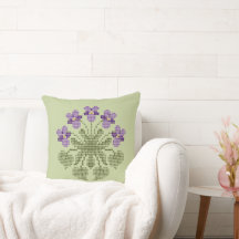Cross Stitch Violets Sierkussen