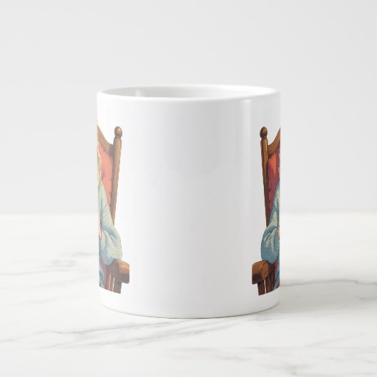 Cross Stitch Woman Design- Craft Lover Grote Koffiekop (Voorkant)