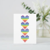 Cross stitched rainbow hearts briefkaart (Staand voorkant)